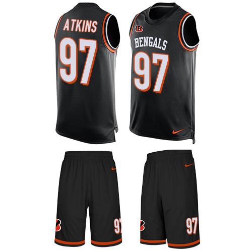 Nike Bengals #97 Geno Atkins Black Team Color Men's Stitched NFL Limited Tank Top Suit Jersey - Click Image to Close